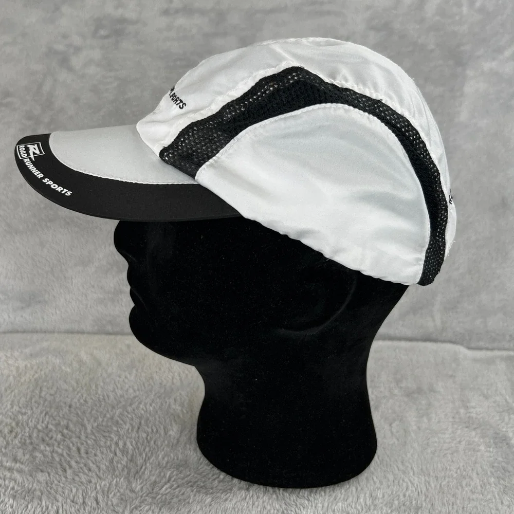 Road Runner Sports Running Hat White Black Mesh Performance Athletic Sports Cap